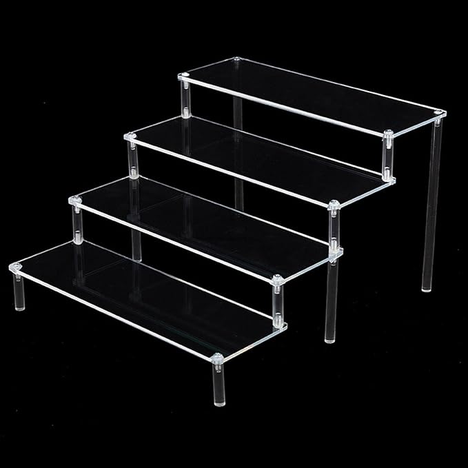 Acrylic Action Figure Display Stand 3 Step Perfume Cupcake Organizer Tray Holder Display Shelf for Makeup Doll - Clear Transparent Toy Model Shelf Risers for - 29.5x34.5x20cm