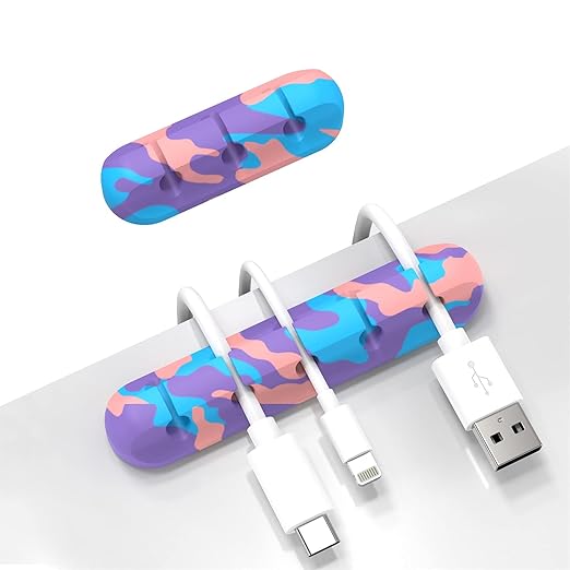INCHOR Cable Organizer, Cord Organizer Cable Management, Cable Clips USB Cable Holder Wire Organizer Cord Clips,(5, 3 Slots Colourful)