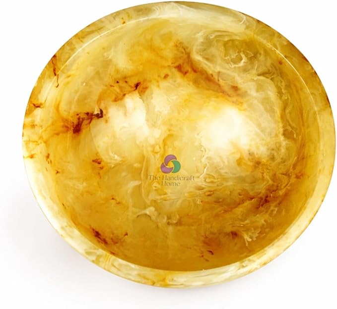 Elegant Handcrafted Resin Bowl – Glossy Amber Finish Decorative & Functional Use | Resin Decorative Bowl Centerpiece Table Decorations, Fruit Basket for Coffee Table, Kitchen Decor (Honey Onyx)