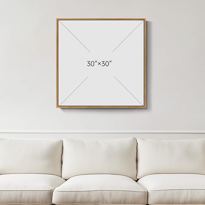 Large 3D Textured Framed White Abstract Wall Art, Square Modern Paintings Artwork for Walls, Minimalist White Geometric Block Pictures for Living Room Bedroom Office Hallway Wall Decor 30x30 In