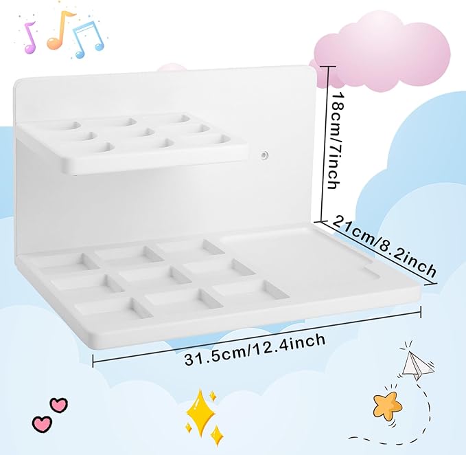 Taladad Wall Shelf Compatible with Little Tikes for Story Dream Machine Books Starter Set, for Little Tikes for Storytime Audio Play Real for Littles Character Storage Floating Shelves Blue (White)