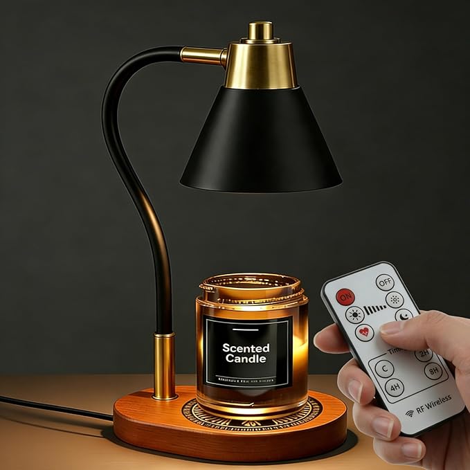 Candle Warmer Lamp with Timer and Wireless Remote Control, Gifts for Women, House Warming Gifts New Home Decor, Adjusting different shapes Adjustable Candle Light, for Jar Candles with 2 * 50W Bulbs