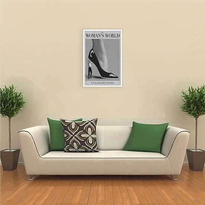 Retro This Is A Woman Is World Poster Feminist Canvas Wall Art Modern Black And White Feminine Hot Girls Room Aesthetic Prints Painting For Home Bedroom Dorm Wall Decor 12x16in Unframed