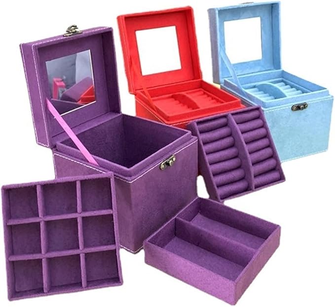 Makeup Organizer Jewelry Storage Box Jewelry Box Simple Storage Box Multi Functional Jewelry Box Three Layer Jewelry Box Storage Box (Color : A, Size : 4.7 * 4.7 * 4.7in)