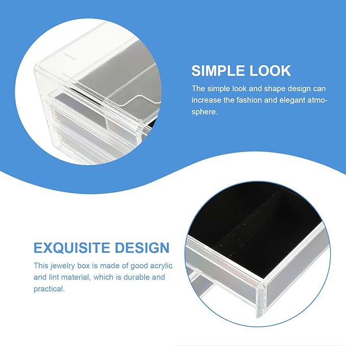 Acrylic Multi-layer Jewelry Storage Box with Black Makeup Organizer for Earrings Necklaces Rings Brooches Sturdy Compartment Display Case for Women Desktop Decor