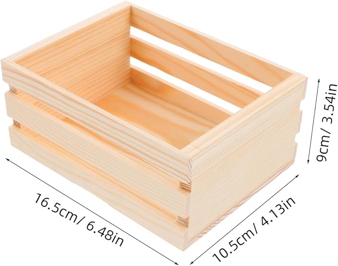 PRETYZOOM Wooden Storage Box with Unique Hollow Design Multifunctional Desktop Organizer Basket for Home Office Compact 6.29X4.72X2.75In Storage Bin for Sundries and Stationery