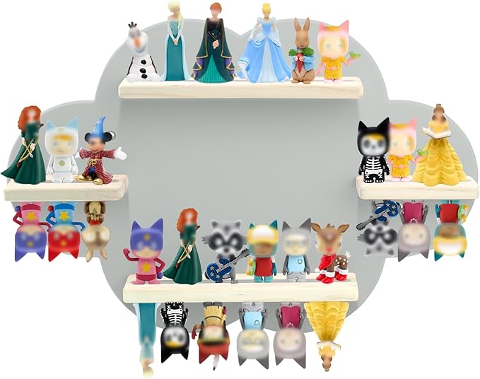 Taladad for TonieBox and Tonie Shelf Cloud,Tonies Storage for 12-20 Tonie Figures Characters Magnetic Wall Shelf for Tonies Toniebox, Charging Station (Grey-Without Box Holder)