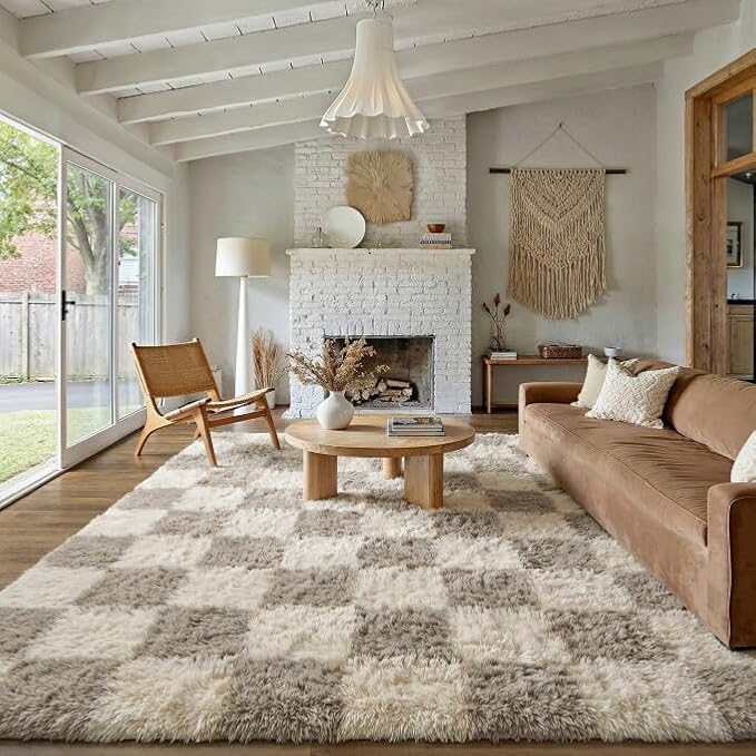 PureCozy Modern Rug 9x12 for Living Room, Grey Shag Rug Washable Non-Slip Large Area Rug Super Soft Indoor Fuzzy Carpet Fluffy Rugs for Bedroom Home Aesthetic Decor