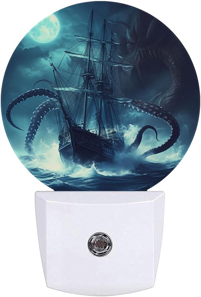 Octopus Boat Night Light Plug-in Sleep Lamp Led Dusk to Dawn Night Light for Bedroom