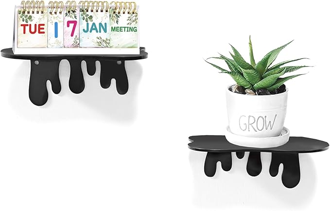 SetGame 2-Pack Acrylic Small Wall Shelves - 7 Inch Floating Shelf for Walls, Home Wall Display Ledges for Storage, Room Décor, Small Album & Items Organizer Display Dripping Wall Decor