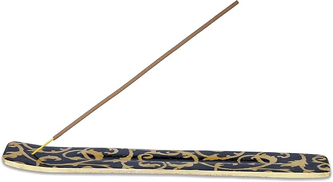 Yajna Traditional-Handmade-Burner Wooden-Incense-Stick-Strip-Holder Ash-Catcher-Stand for-Aromatherapy-Meditation-Yoga (Beautiful Mind) 10 Inches, Pack of 1