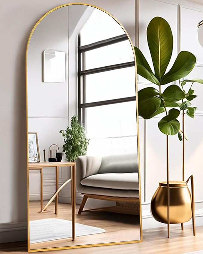 ITSRG Full Length Mirror with Stand, 41"x81" Floor Mirror Freestanding, Arched, Oversized Mirror Full Length(Gold)
