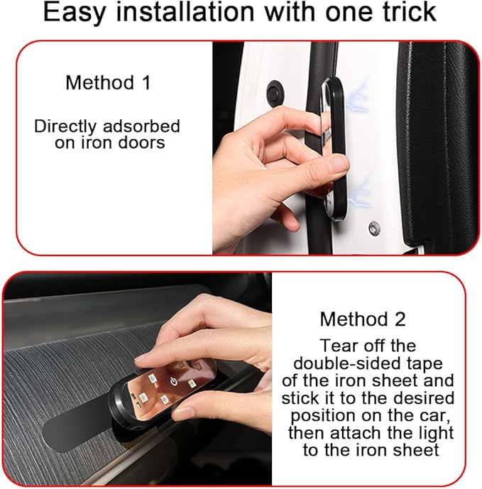 2PCS Car Door LED Lights Projector, 7 Colors Magnetic Vehicle Wireless Sill Courtesy Warning Lamp, USB Rechargeable Auto Interior Ambient Sensing Welcome Lights, Universal Fit
