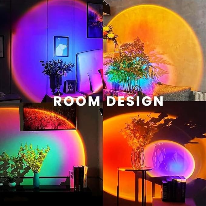 JIMEI Sunset Lamp Projector Led Lights for Bedroom Night Light RGB Lights Sun Sunlight Sunrise Lamp Mood Lighting Home/Room Decor Christmas Gifts for Women,Tabletop Multicolor