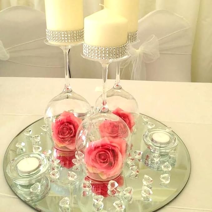 16Pack Round Mirror Plates for Centerpieces, 10inch Acrylic Mirror Trays Flat Circle Mirrors for Tables Centerpieces, Circle Candle Plate Mirror Centerpiece Table Decorations for Wedding Decorations