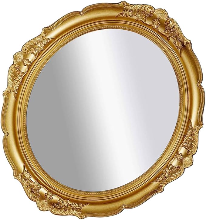 Vaguelly Retro Style Makeup Mirror Tray Gold Vintage Cosmetic Organizer for Vanity Tabletop, Delicate Women’s Makeup Mirror Suitable for Dressing Table and Beauty Salon Use
