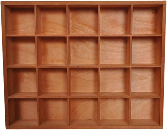 1 Pcs 13.4''x10.6''x2'' Wooden Storage Divider Box Showcase Display Box Organization Tray Display Holder with 20 Compartments for Home Craft Office Kitchen Storage (Vintage Color)