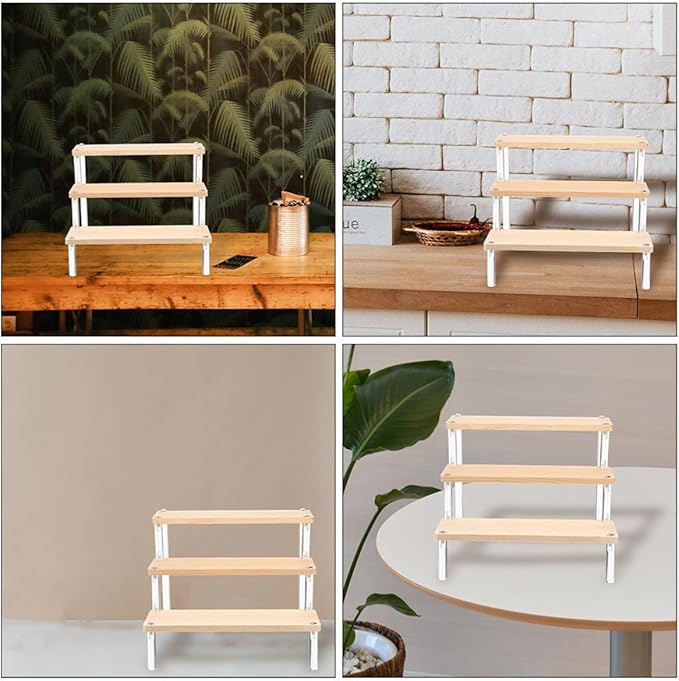 ULTECHNOVO Ladder Shaped Dessert Stand 3-Tier 30Cm Sturdy Jewelry Holder and Makeup Organizer Household Display Riser for Figures and Accessories