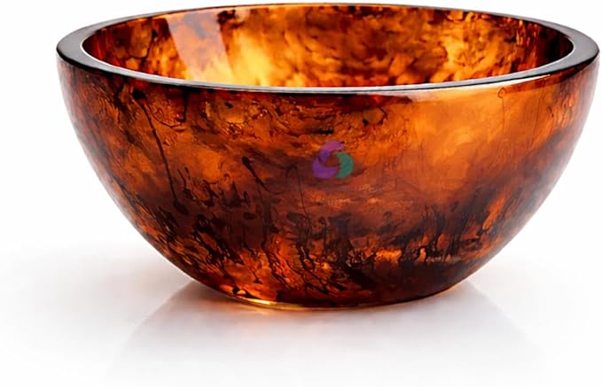 Elegant Handcrafted Resin Bowl – Glossy Amber Finish Decorative & Functional Use | Resin Decorative Bowl Centerpiece Table Decorations, Fruit Basket for Coffee Table, Kitchen Decor (Tortoise)