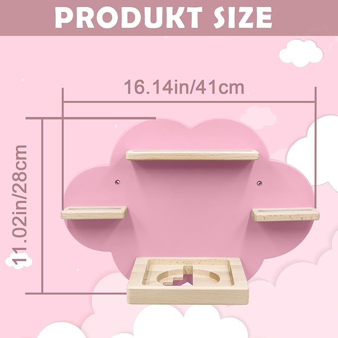 Taladad for TonieBox and Tonie Shelf Cloud,Tonies Storage for 12-20 Tonie Figures Characters Magnetic Wall Shelf for Tonies Toniebox, Charging Station (Pink)