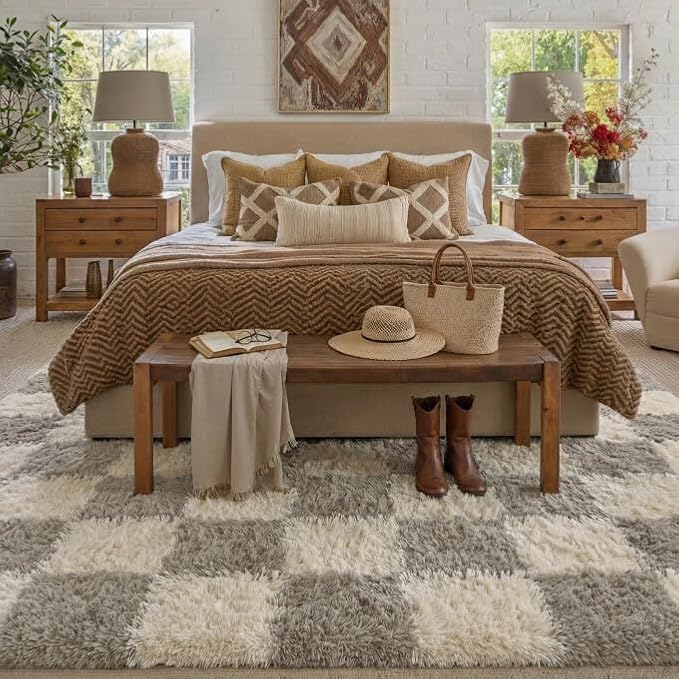 PureCozy Modern Rug 9x12 for Living Room, Grey Shag Rug Washable Non-Slip Large Area Rug Super Soft Indoor Fuzzy Carpet Fluffy Rugs for Bedroom Home Aesthetic Decor