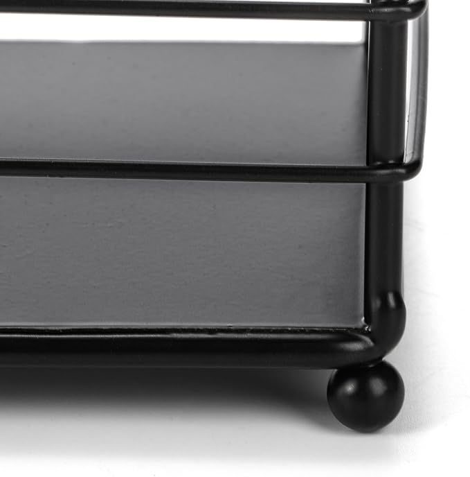 Noamus Metal Magazine Rack, Newspaper Book Tablet Storage Basket, File Holder Mail Organizer Bin with Handles, Iron Wire Black Folder Stand Holder for Home Office Bathroom Bedroom Den Living Room