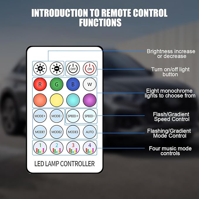 Car Interior LED Lights, 4 in 1 RGB Smart APP & Remote Control Vehicle Under Dash Neon Ambient Lighting with USB Port, Music Sync Auto Footwell Lamp, Universal for Truck SUV Sedan