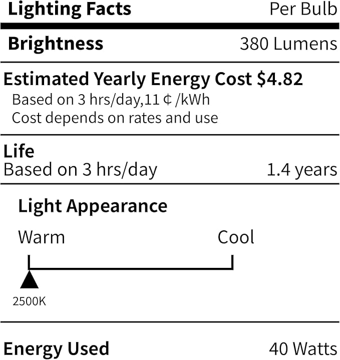 COLWATT 4-Pack E12 Candle Light Bulbs 40W Warm White 2500K, 380 Lumen Dimmable Chandelier Light Bulbs for Ceiling Fan, Pendants or Outdoor, CA10 Clear Candelabra Base Bulbs