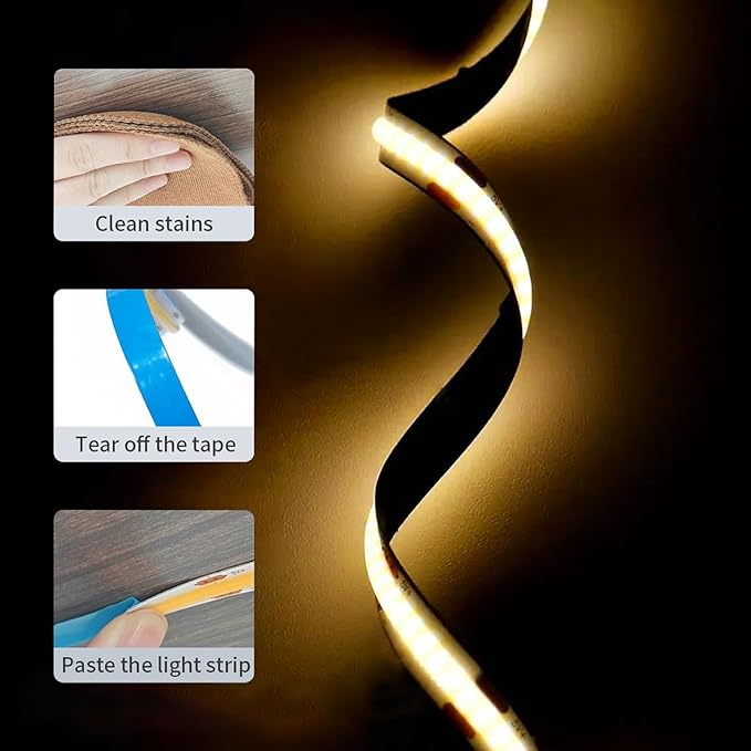 ZSLAIFU 5V LED Strip Lights, Warm USB LED Light Strip, 2Pack 3.28FT Dimmable COB LED Strip Light, High Brightness Short LED Strip for Display Cabinet, Living Room, TV Lights