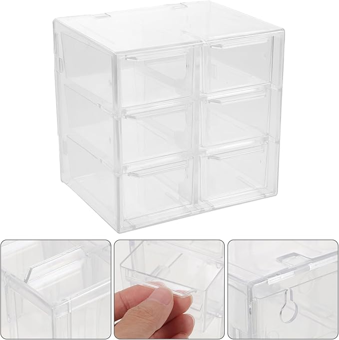 BESPORTBLE 6-Compartment Drawer Storage Box, Dustproof Plastic Desktop Organizer for Office Desk, Multifunctional Cosmetics and Stationery Storage Case for Home and Workspace
