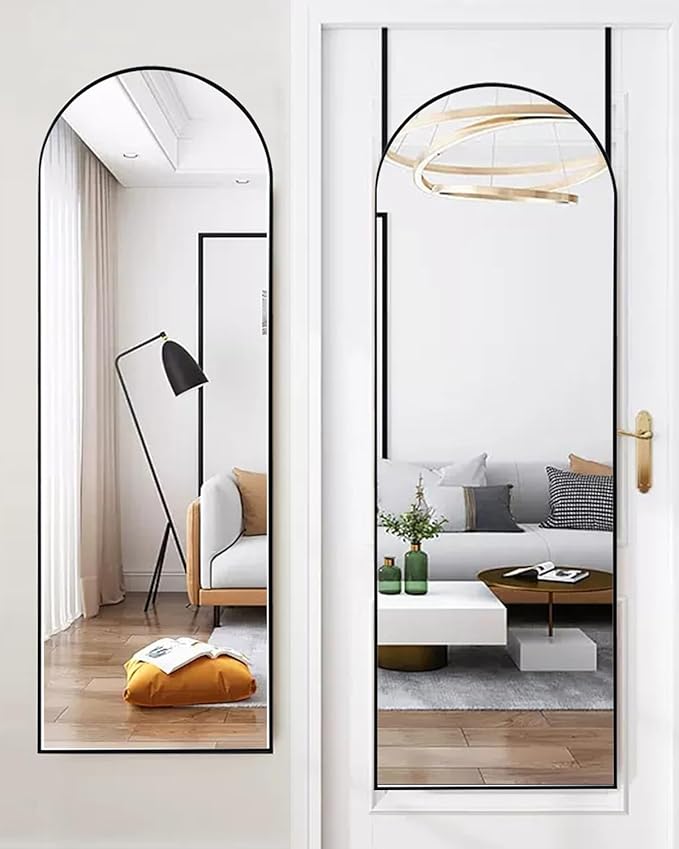 NEARBYSD 50"x16" Black Modern Full Length Mirror - Door Hanging Mirror for Bathroom, Bedroom, Living Room & Locker Room