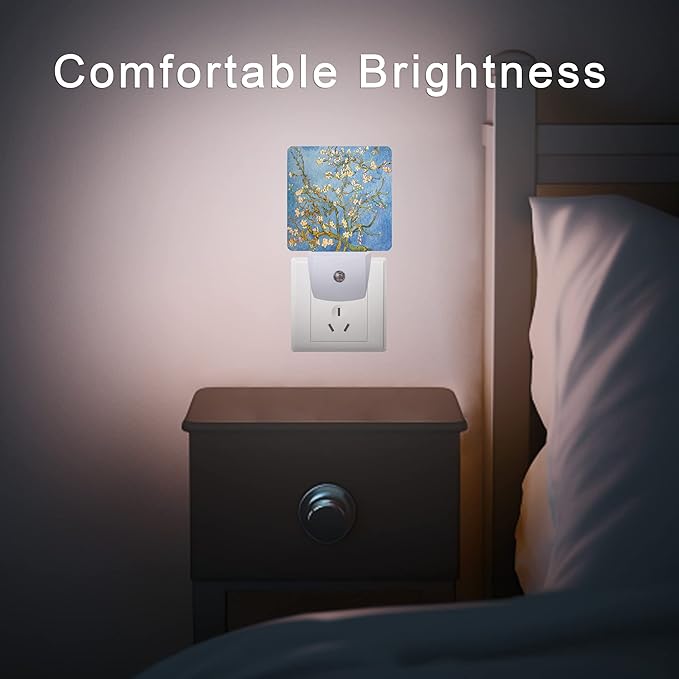 Blossoming Almond Tree Night Light,Night Lights Plug into Wall for Boys Girls, Led Lamp for Stairway/Hallway/Bedroom 0.5W Nightlight Sleep Friendly