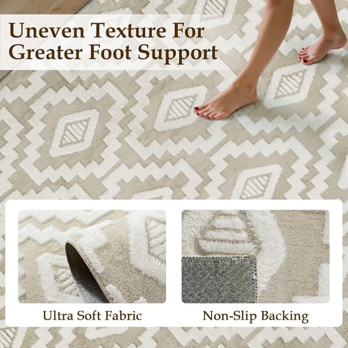 PureCozy Super Soft Shag Rug 5x8 for Living Room Modern Beige Washable Large Area Rugs High Pile Non-Shedding Throw Rugs Non Slip Indoor Office Carpet for Playroom Bedroom Home Aesthetic Decor