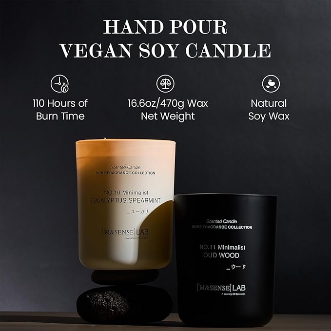 M&SENSE Natural Soy Candle| Linen Breeze | 5.3 oz | Mini Spring Scented Candles for Relaxation, Valentines Day Gift, Home Décor | for Bedroom, Office, Party Small