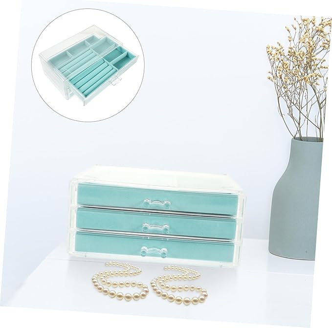 PartyKindom Multi-layer Jewelry Storage Box for Necklaces Bracelets and Earrings Compartment Organizer for Makeup and Accessories Stylish Display Case