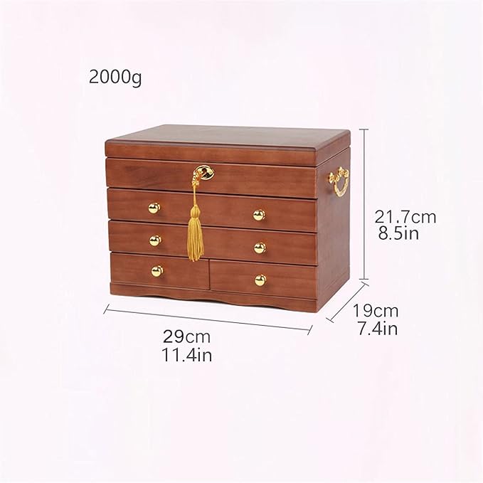 Jewelry storage box Makeup Organizers Jewelry Box,4 Drawers Storage Box Organizer Container with Lock for Rings, Necklaces, Earrings, Bracelets Jewelry Case