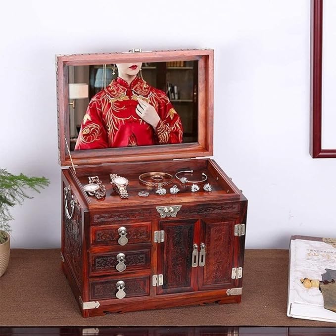Jewellery Box Makeup Organizer Jewelry Case Organizer Jewelry Storage Wooden Jewelry Box Storage Box Antique Jewelry Box Handmade Jewelry Large-Capacity Dressing Decoration Ladies Wedding Jewelry Box