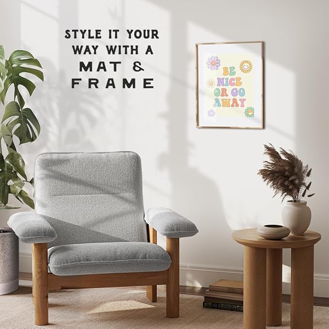 funny Trendy Wall Decor - Groovy Funky Wall Art - Boho-chic - Preppy Room Decor Aesthetic - Vintage Retro Print - 70s Pop art - Cute Fun small Home Office Decor for Women