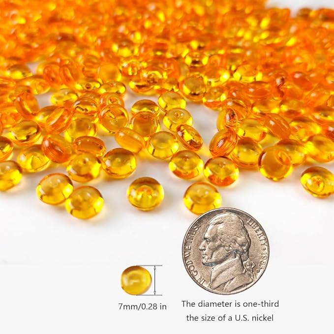 HappyFiller 4400 Pcs Orange Acrylic Mini Discs 0.28 Inch,Home Kitchen Room Decorative Vase Fillers,Fishbowl,Flat Slime Beads,Sensory Bin Table,Centerpieces,Candle Holder,Party Confetti