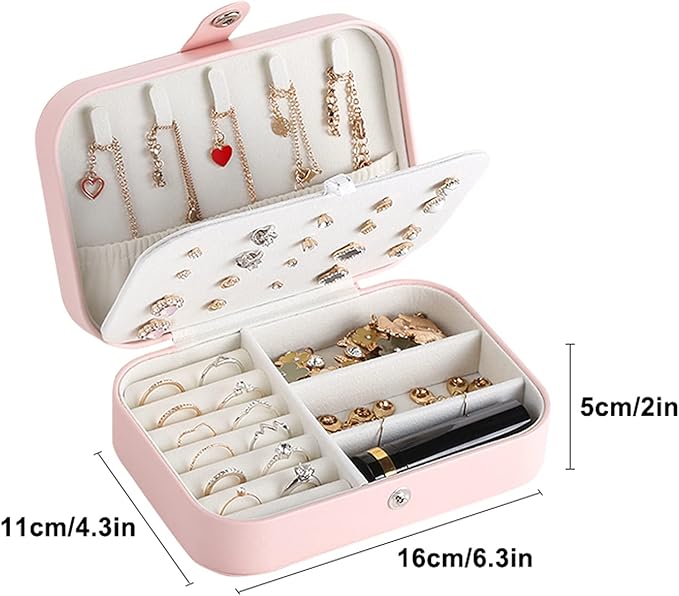 Makeup Organizers Portable Travel Rings Case Storage Case Soft PU Leather Jewelry Organizer Box for Bracelets, Necklaces, Rings, Earrings Jewelry Case