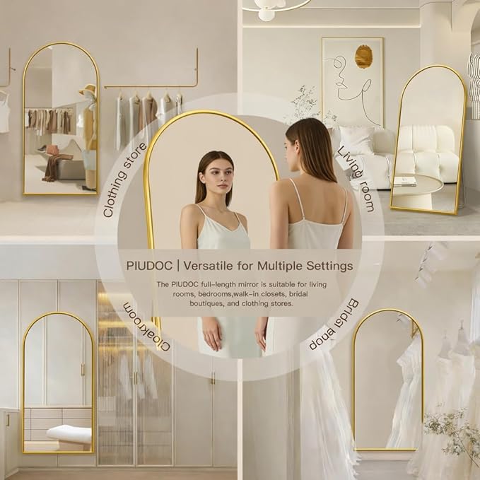 71"x32"Floor Mirror Full Length,Arched Full Length Mirror with Stand,Full Body Mirror,Hanging or Large Leaning for Bedroom Living Room Gold