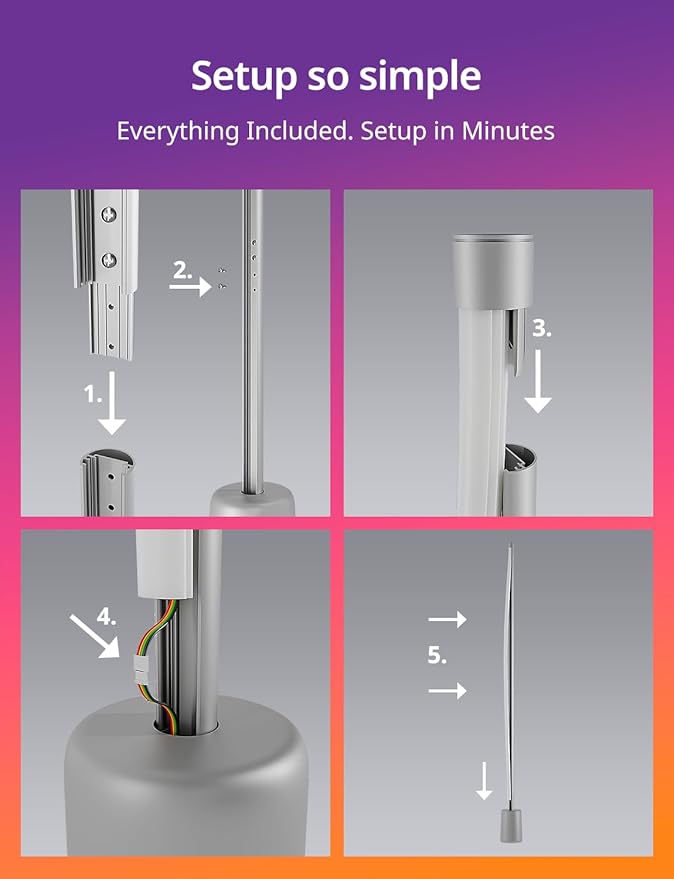 Ailofy Corner Floor Lamp, 1500lm RGBW LED Lamp, Alexa & Google Assistant Compatible, 16 Million DIY Colors, Music Sync, App Control, Modern Smart Floor Lamp for Living Room, Bedroom, Silver Grey