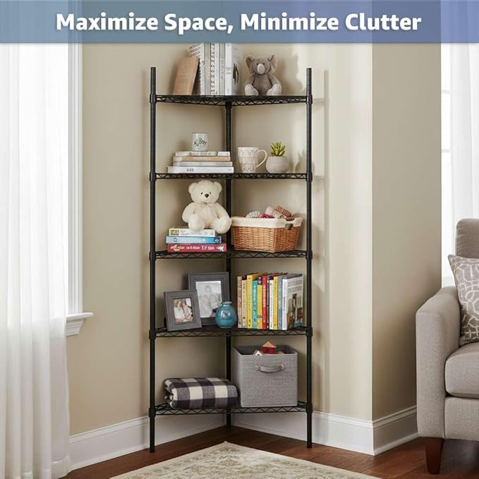 25" W x 18" D x 54" H NSF Chrome Triangle Heavy Duty Corner Shelving Kit, 4-Shelf Adjustable Wire Rack