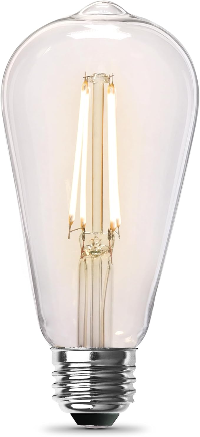 Feit Electric ST19 Vintage Edison LED Light Bulb, 60W Equivalent, Dimmable, 2700K Soft White, 800 Lumens, E26 Base, Retro Filament Light Bulbs, 15,000-Hour Lifetime, ST1960/CL/927CA/2, 2 Pack