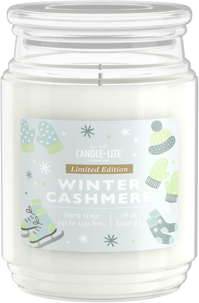Candle-lite Holiday Scented Candles, Golden Saffron & Bourbon Caramel Blend, 18 oz Single-Wick Jar, Proudly Poured in USA, Christmas Home Decor, 110 Hours of Burn Time, Holiday Gift for Men and Women