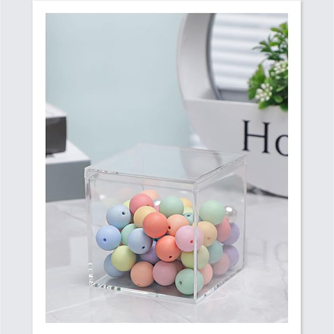 KissYou Acrylic Box Clear Boxes with Lid for Display Small Acrylic Square Cube Jewelry Storage Boxes Graduation Wedding Birthday Candy Boxes Party Decoration Decorative Box