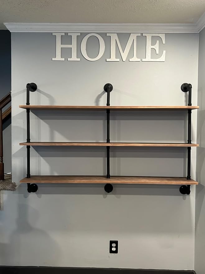 HDDFER Floating Shelves for Wall Bookshelf Industrial Pipe Shelving Shelves Natural Wood Planks 60 inch Rustic Wall Shelves Hanging Bookshelves Farmhouse Kitchen Shelving