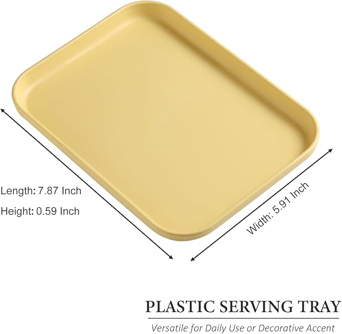 SUTOKAKA 1 Pack Yellow Decorative Serving Tray, Large Manicure Tools Storage Dish, Perfume Jewelry Dinner Placing Plate for Bedroom Kitchen Salon Supplies