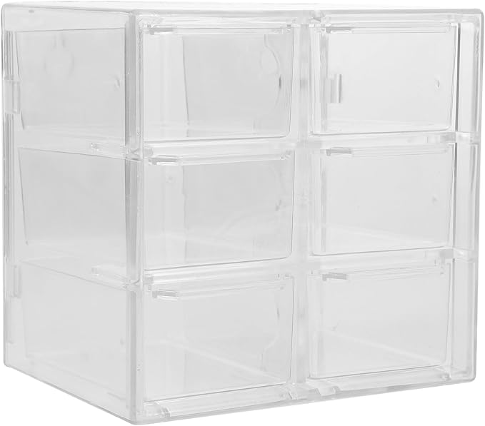 BESPORTBLE 6-Compartment Drawer Storage Box, Dustproof Plastic Desktop Organizer for Office Desk, Multifunctional Cosmetics and Stationery Storage Case for Home and Workspace