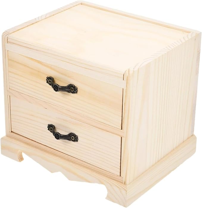 Wooden Drawer Makeup Organizer Jewellery Chest Children DIY Doodles Hair Accessories Case Jewelry Box for Rings